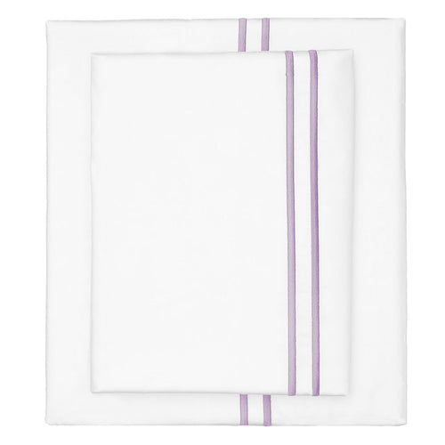 Lilac Purple Lines Embroidered Sheet Set (Fitted, Flat, & Pillow Cases)