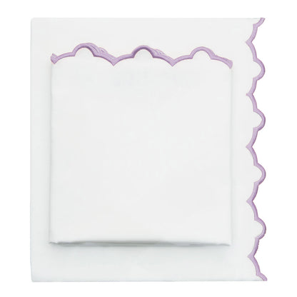 The Lilac Purple Scalloped Embroidered Sheet Set