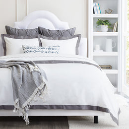 Charcoal Grey Linden Border Duvet Cover