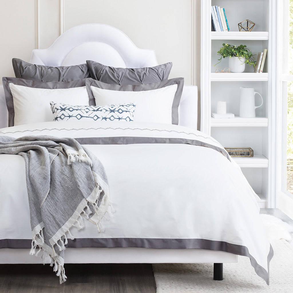 Charcoal Grey Linden Border Duvet Cover