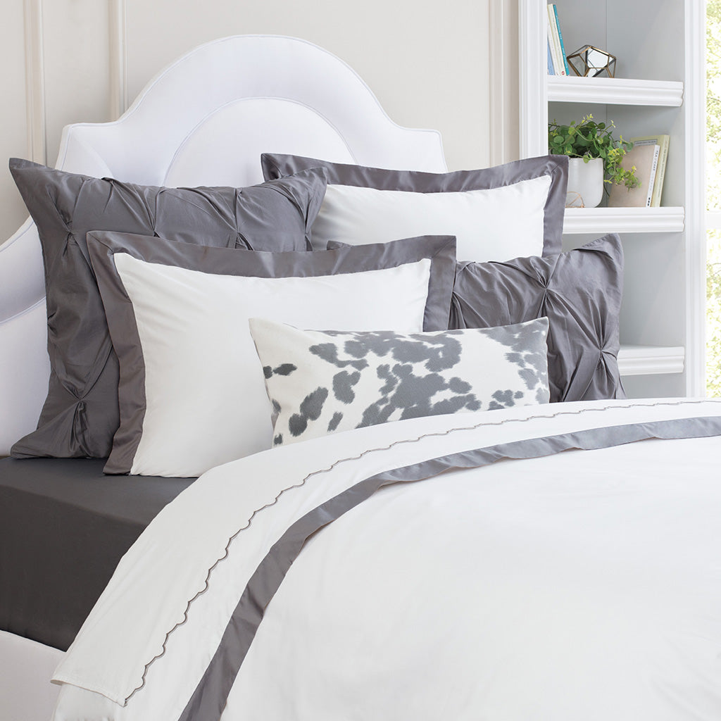 Bedroom inspiration and bedding decor | Charcoal Grey Linden Border Euro Sham Duvet Cover | Crane and Canopy