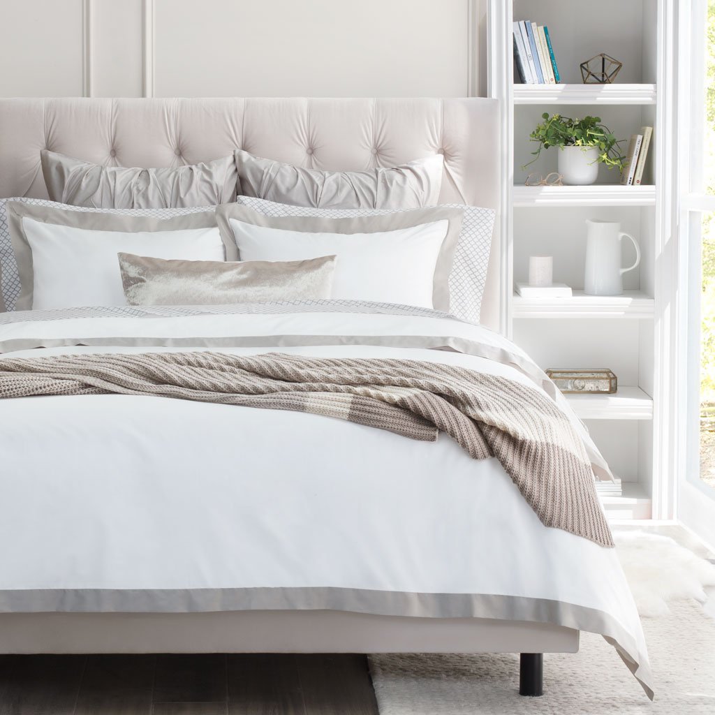Dove Grey Linden Border Euro Sham