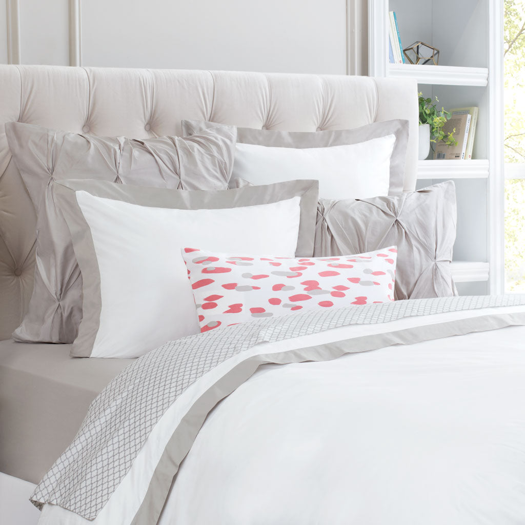 Bedroom inspiration and bedding decor | Dove Grey Linden Border Euro Sham Duvet Cover | Crane and Canopy