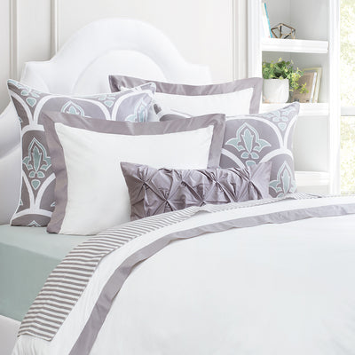 English Grey Linden Border Duvet Cover