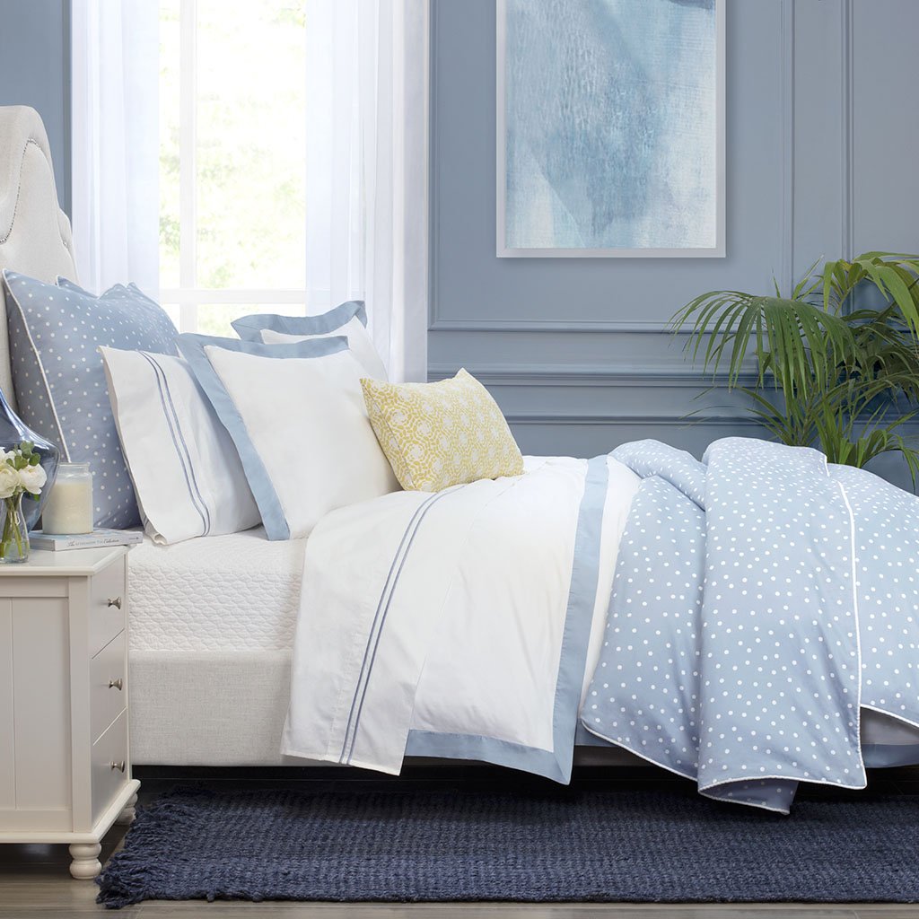 French Blue Linden Border Euro Sham