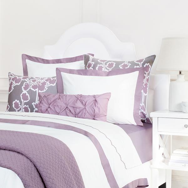 Bedroom inspiration and bedding decor | Lilac Linden Border Euro Sham Duvet Cover | Crane and Canopy