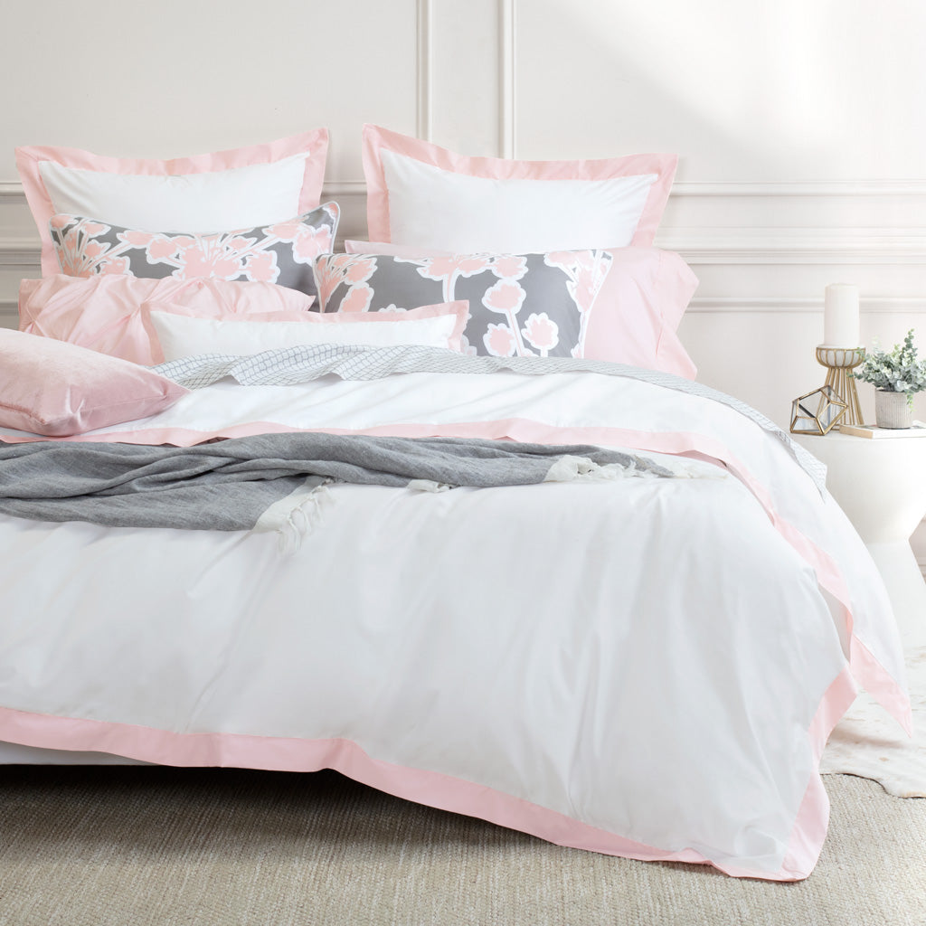 Bedroom inspiration and bedding decor | Pink Linden Border Euro Sham Duvet Cover | Crane and Canopy