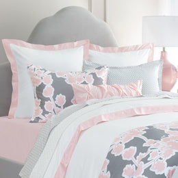 Pink Linden Border Euro Sham