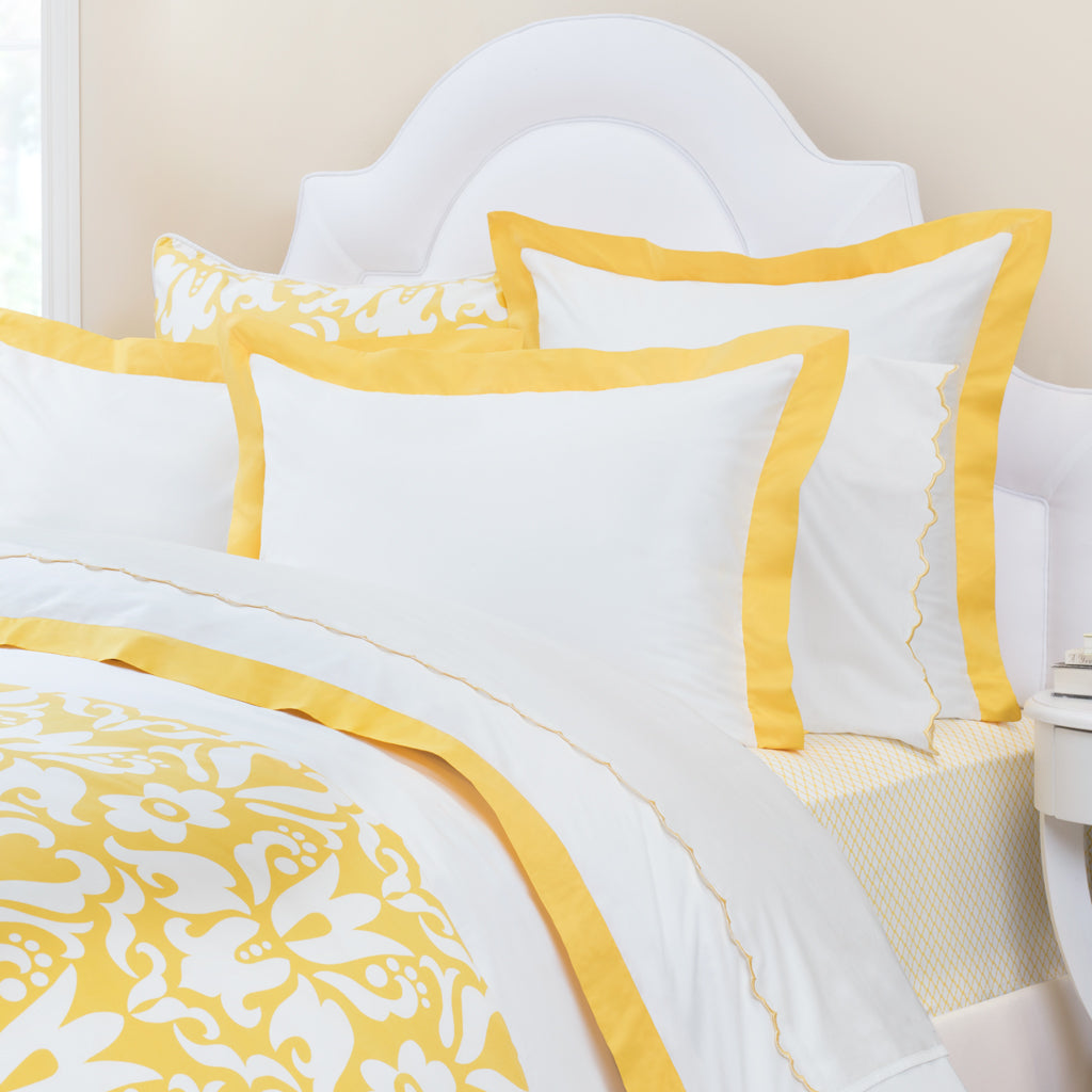 Bedroom inspiration and bedding decor | The Linden Yellow Border Duvet Cover | Crane and Canopy