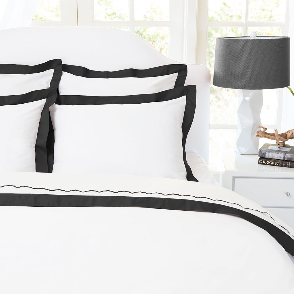 Bedroom inspiration and bedding decor | Black Linden Border Duvet Cover Duvet Cover | Crane and Canopy