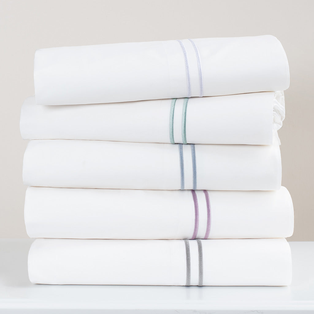 The Porcelain Green Lines Embroidered Sheet Set