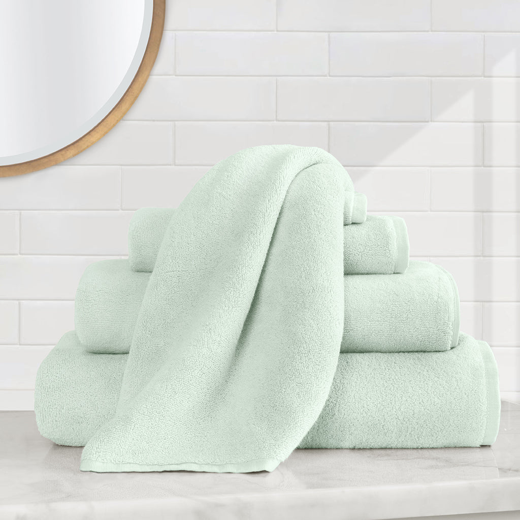 Bedroom inspiration and bedding decor | Plush Mint Green Towel Essentials Bundle (2 Wash + 2 Hand + 2 Bath Towels) Duvet Cover | Crane and Canopy