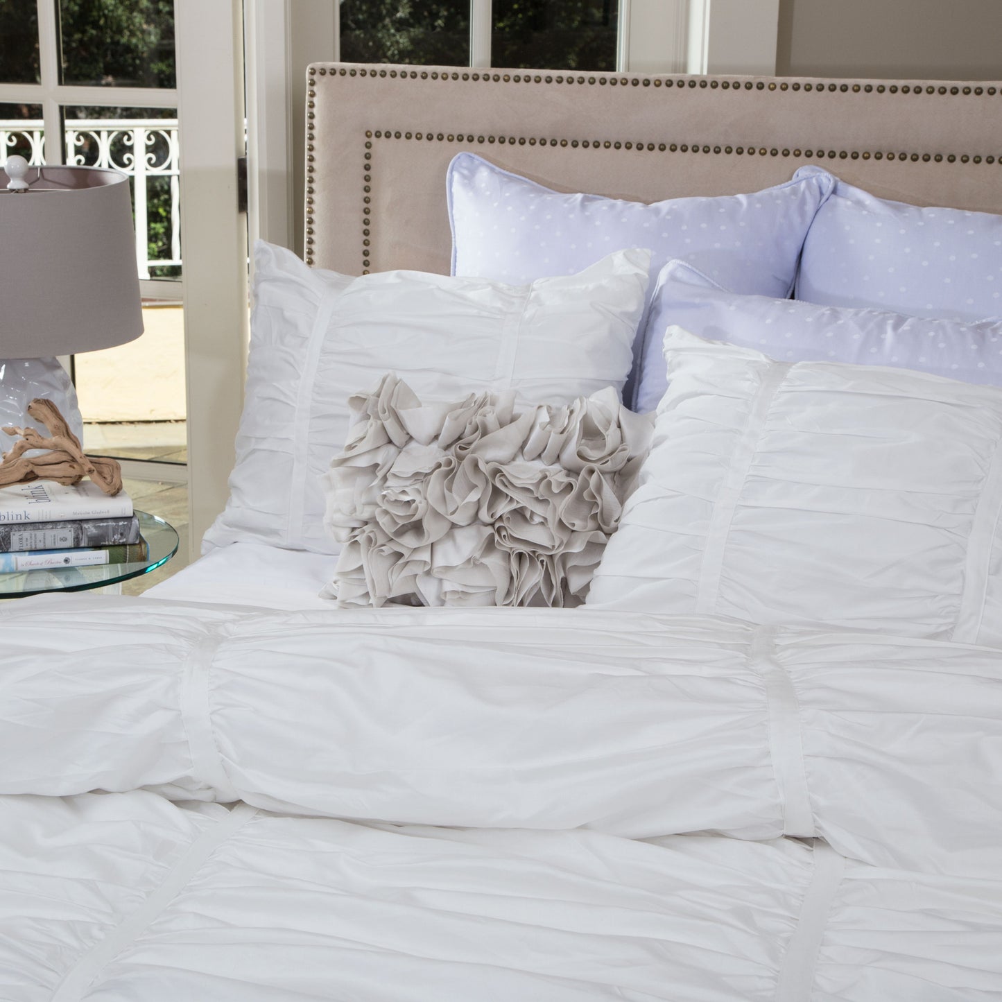 White Mirabel Ruched Euro Sham