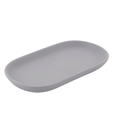 Modern Matte Light Grey Ceramic Bath Accessories, Tray