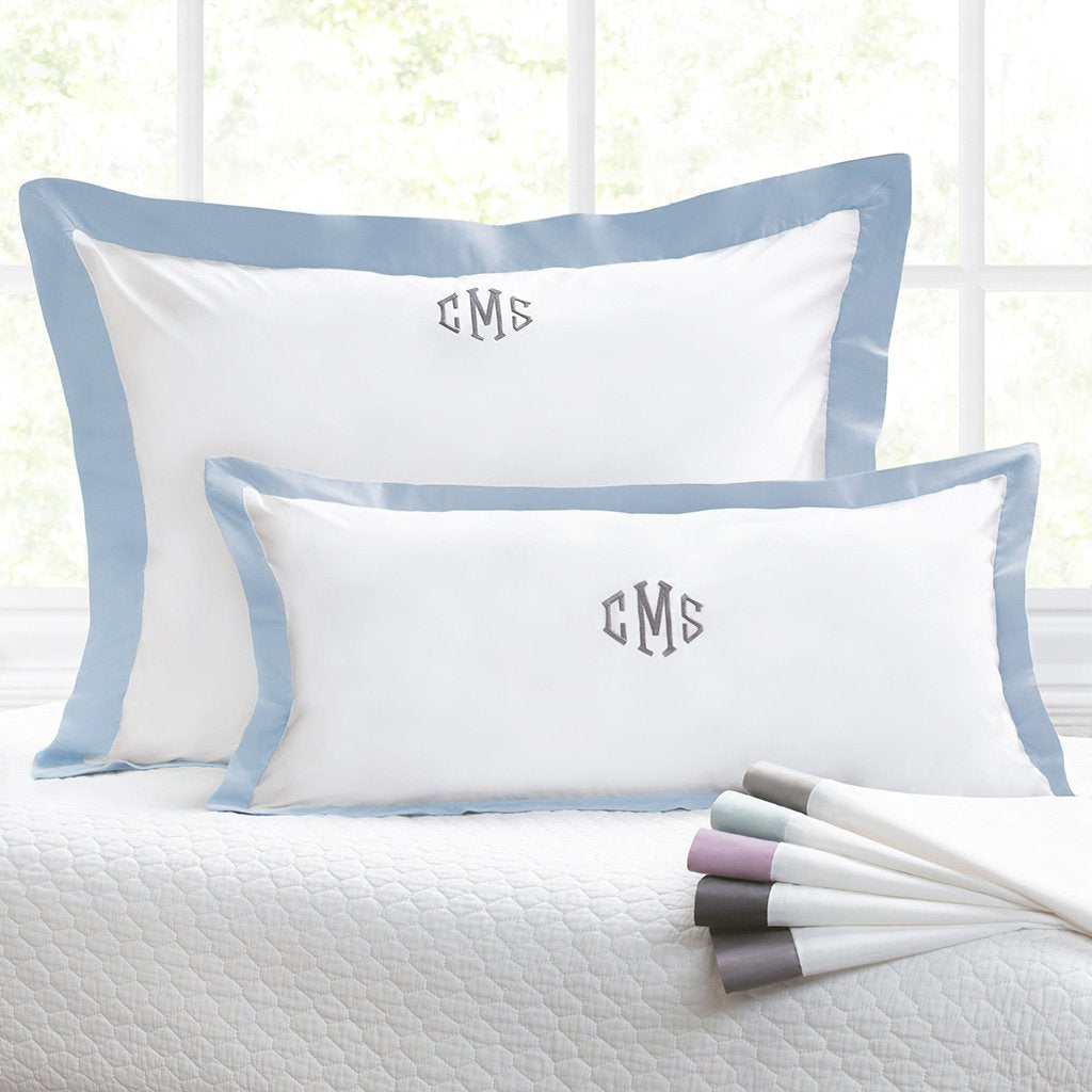 French Blue Linden Border Euro Sham
