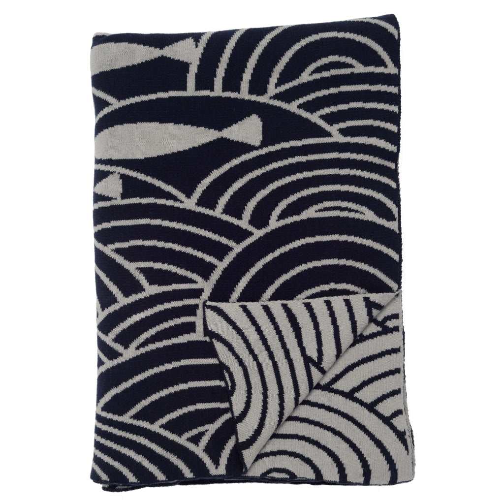 Bedroom inspiration and bedding decor | The Navy By the Sea Reversible Patterned Throw | Crane and Canopy