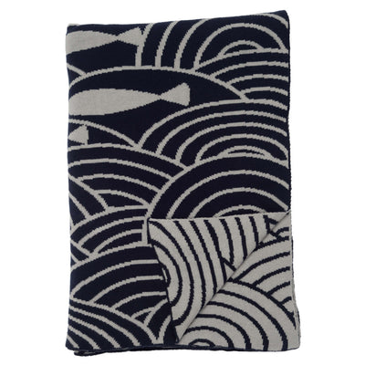 Navy By the Sea Reversible Patterned Throw