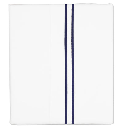 Navy Lines Embroidered Flat Sheet
