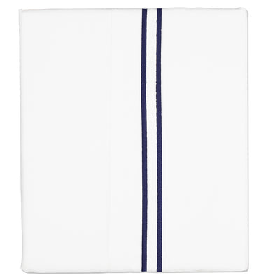 Navy Lines Embroidered Flat Sheet
