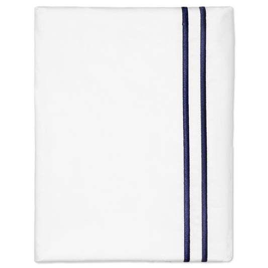 Navy Lines Embroidered Pillowcase Pair