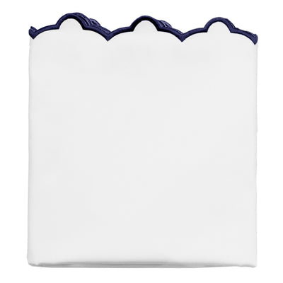Navy Scalloped Embroidered Pillowcase Pair