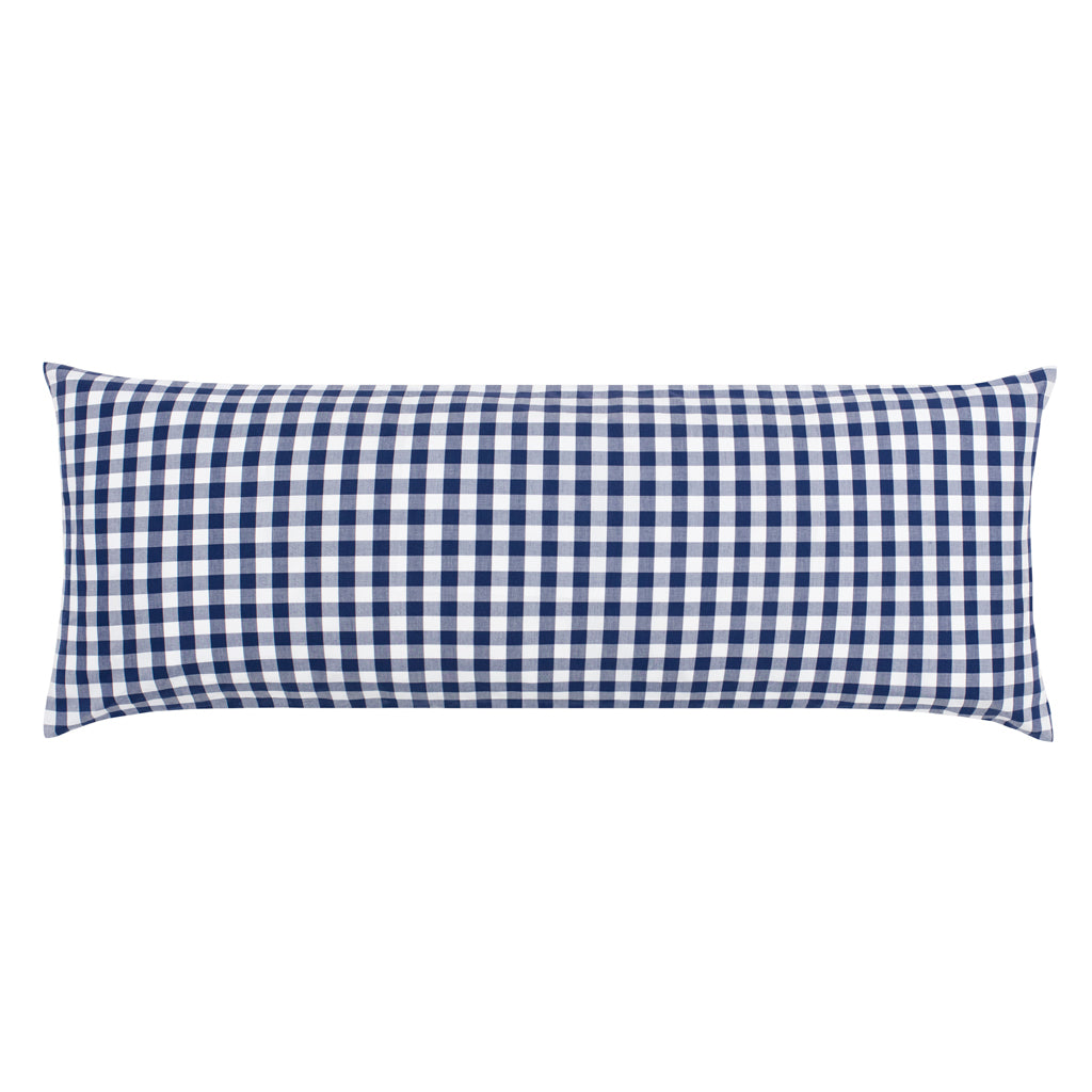 Navy store gingham pillow