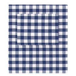 Navy Blue Small Gingham Flat Sheet