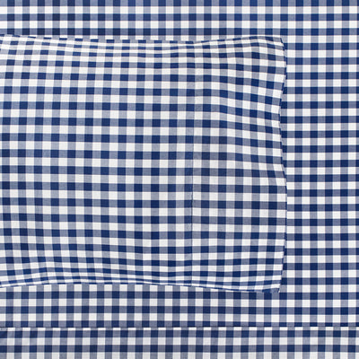 Navy Blue Small Gingham Fitted Sheet