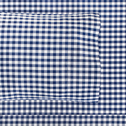 Navy Blue Small Gingham Flat Sheet