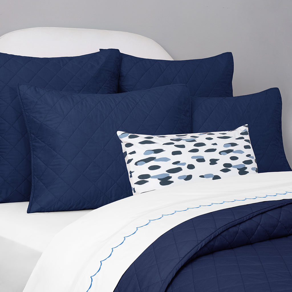 Bedroom inspiration and bedding decor | Navy Blue Diamond Quilt Sham Pair Duvet Cover | Crane and Canopy