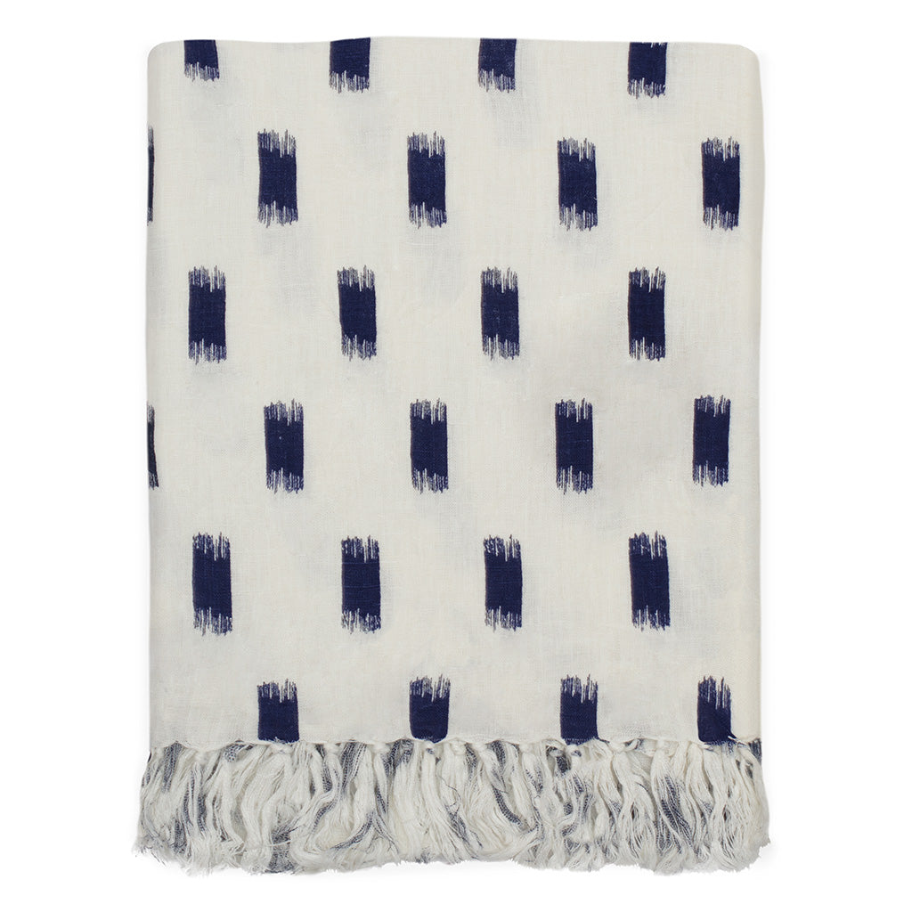 Bedroom inspiration and bedding decor | The Navy Ikat Brushstrokes Linen Throw | Crane and Canopy