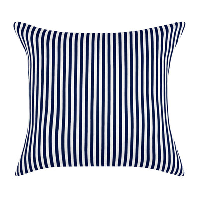 Navy Blue Striped Square Throw Pillow