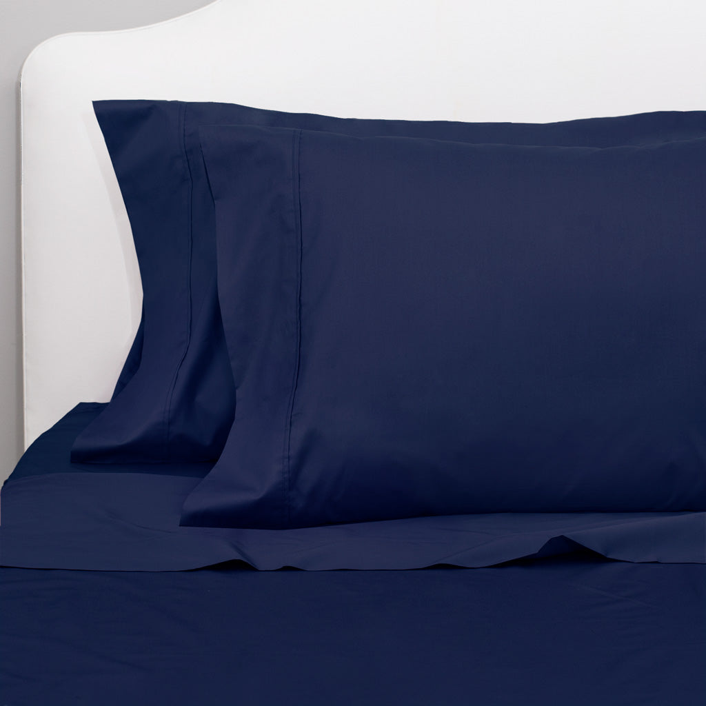 Bedroom inspiration and bedding decor | Navy Blue 400 Thread Count Fitted Sheets | Crane and Canopy