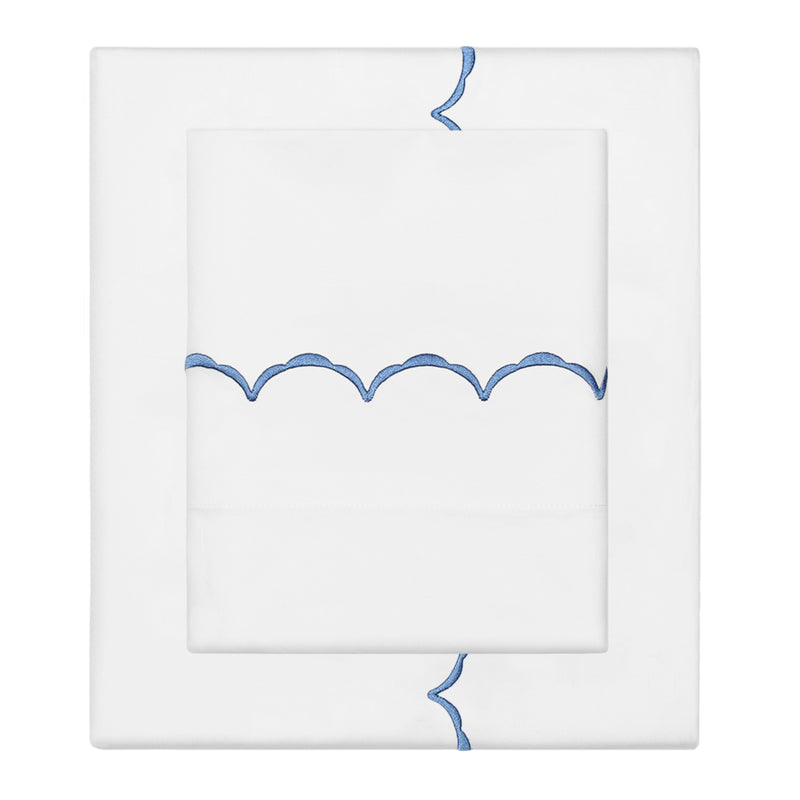 The Coastal Blue Wavelet Embroidered Sheet Set