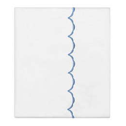 Coastal Blue Wavelet Embroidered Flat Sheet
