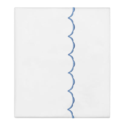 Coastal Blue Wavelet Embroidered Flat Sheet