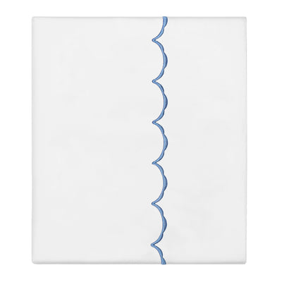 Capri Blue Wavelet Embroidered Flat Sheet