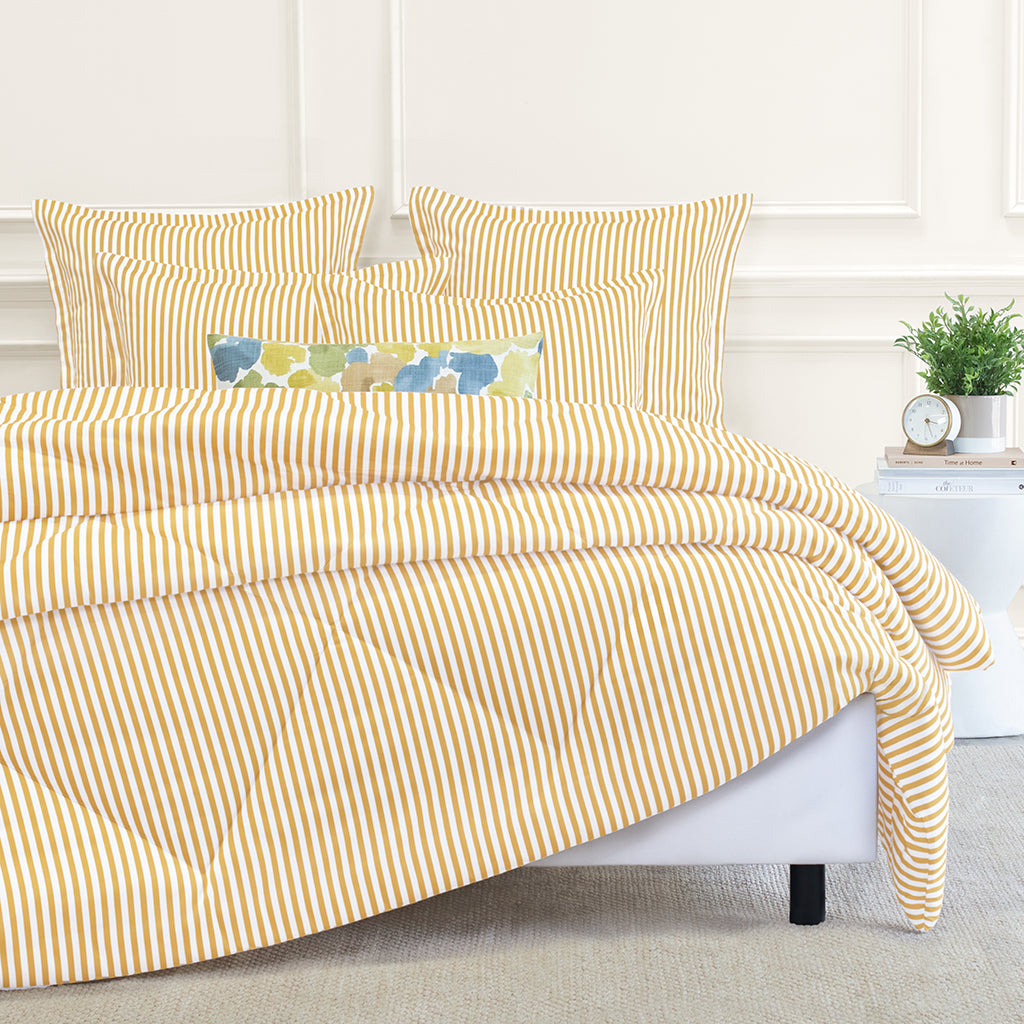 Bedroom inspiration and bedding decor | Ochre Yellow Larkin Comforter Duvet Cover | Crane and Canopy