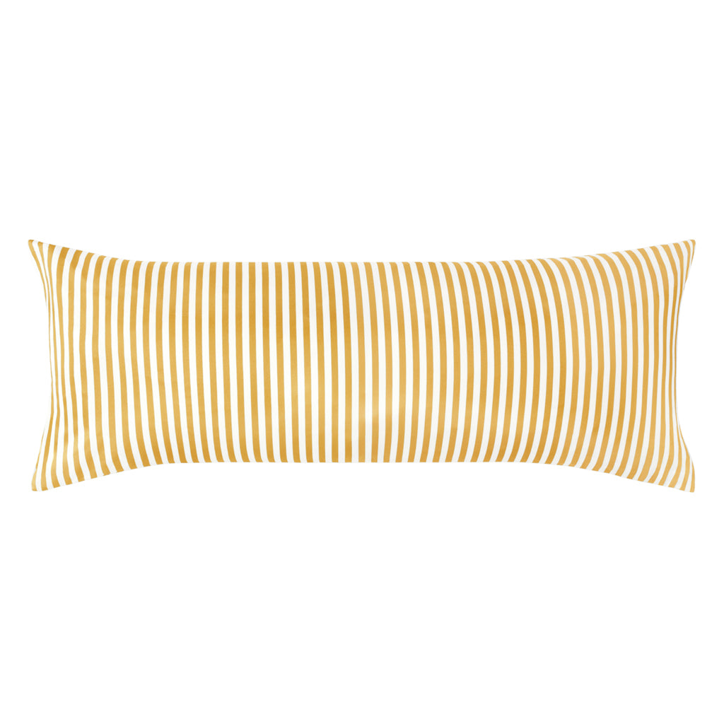 Bedroom inspiration and bedding decor | The Ochre Striped Extra Long Throw Pillow Duvet Cover | Crane and Canopy