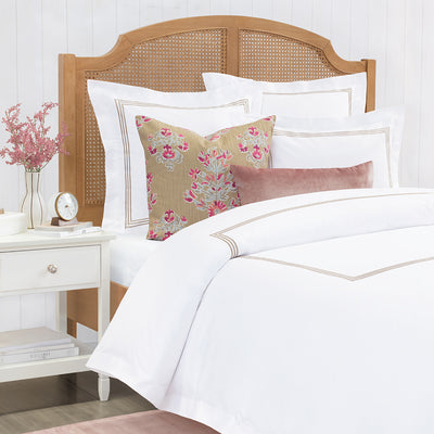 Octavia Taupe Embroidered Percale Duvet Cover