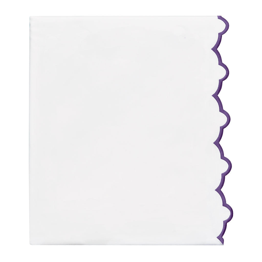 Bedroom inspiration and bedding decor | Purple Scalloped Embroidered Flat Sheets | Crane and Canopy