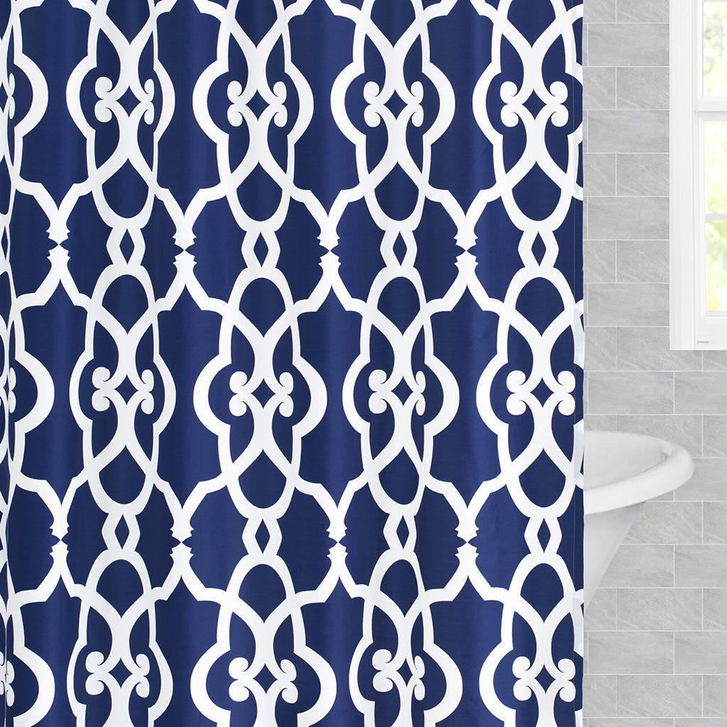 Bedroom inspiration and bedding decor | The Navy Pacific Shower Curtain Duvet Cover | Crane and Canopy