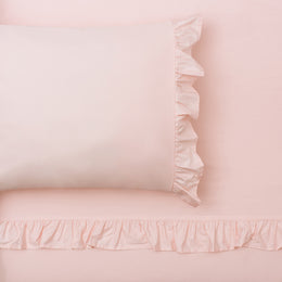 Pink Ruffle Sheet Set  (Fitted, Flat, & Pillow Cases)