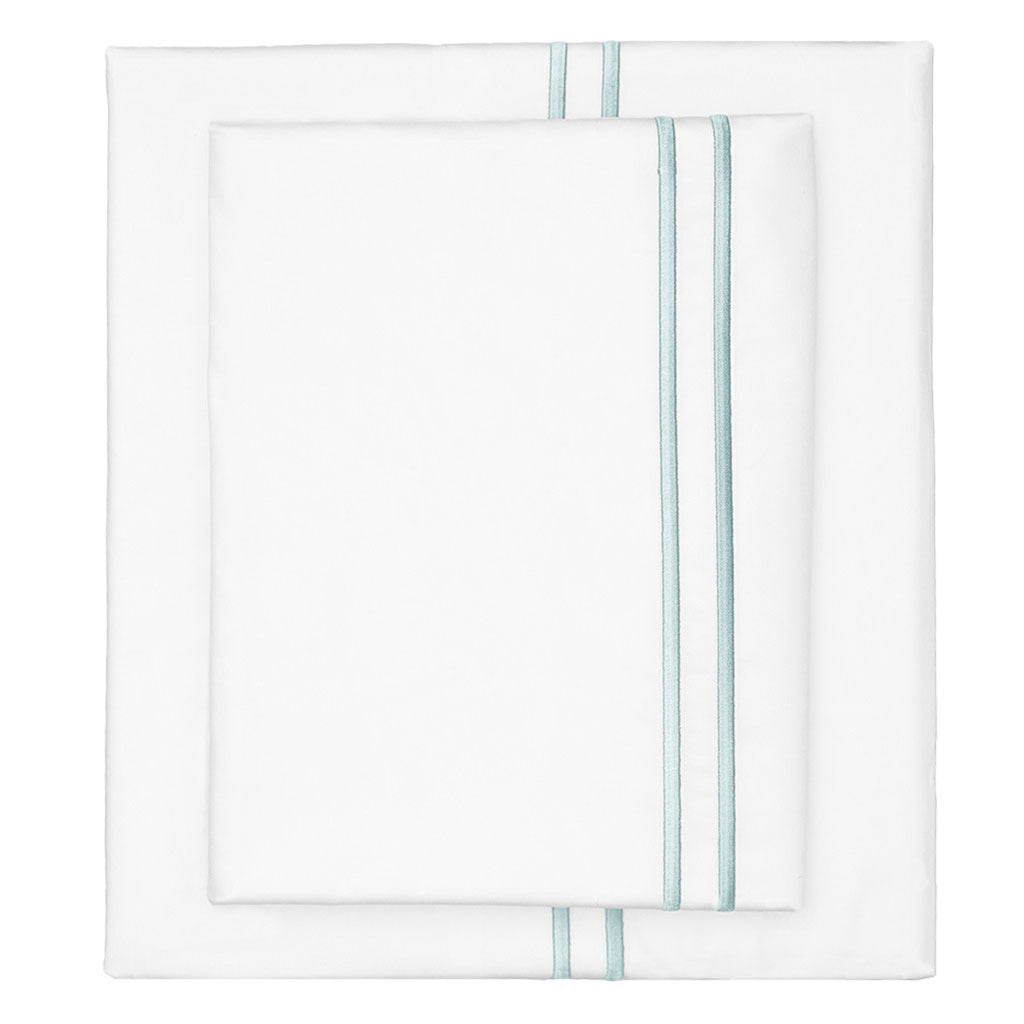 The Porcelain Green Lines Embroidered Sheet Set