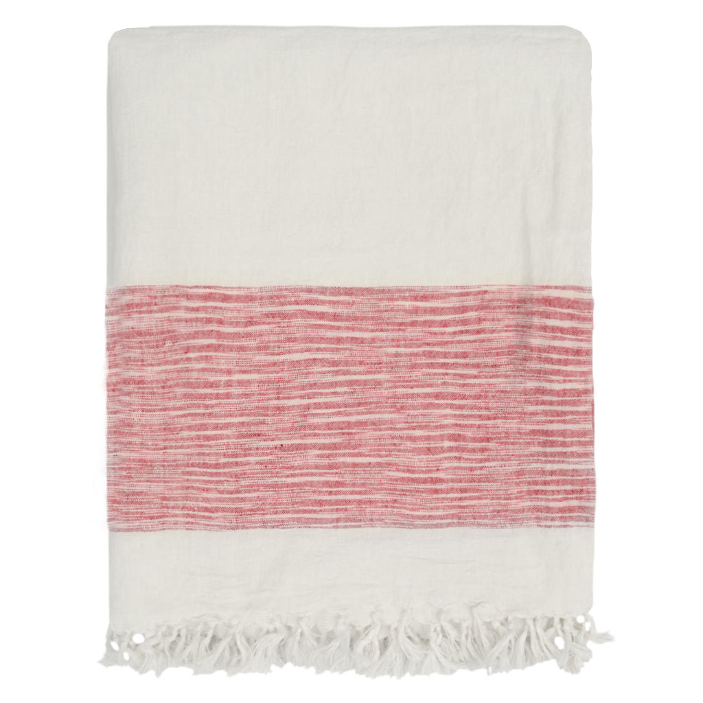 Bedroom inspiration and bedding decor | Red Colorblock Linen Throw Duvet Cover | Crane and Canopy