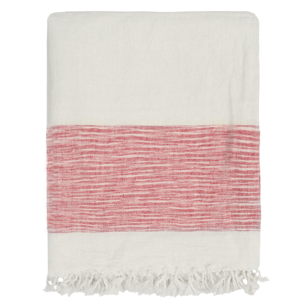 Bedroom inspiration and bedding decor | The Red Colorblock Linen Throw | Crane and Canopy