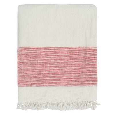 Red Colorblock Linen Throw