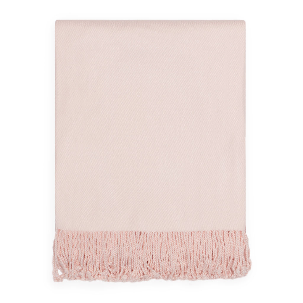 The Pale Pink Solid Fringed Throw Blanket