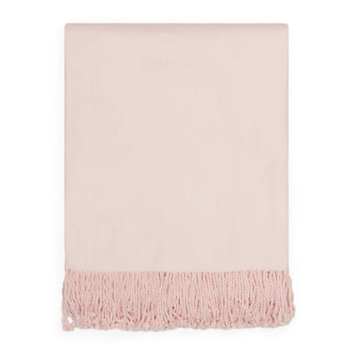 The Pale Pink Solid Fringed Throw Blanket