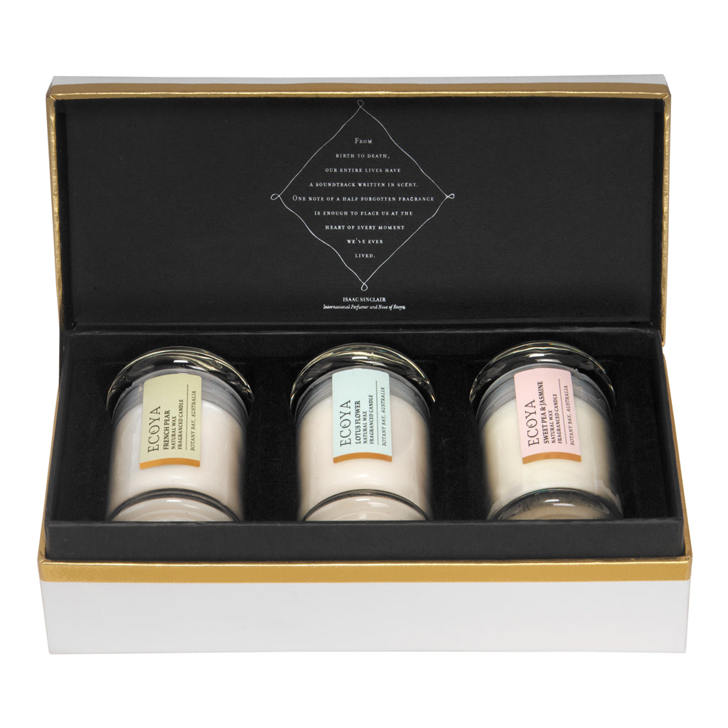 Bedroom inspiration and bedding decor | Soy Candle Mini Sampler Set (French Pear, Lotus Flower, and Sweet Pea & Jasmine) Duvet Cover | Crane and Canopy